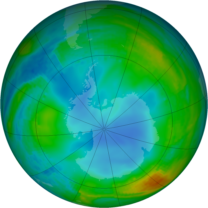 Antarctic ozone map for 10 July 1988